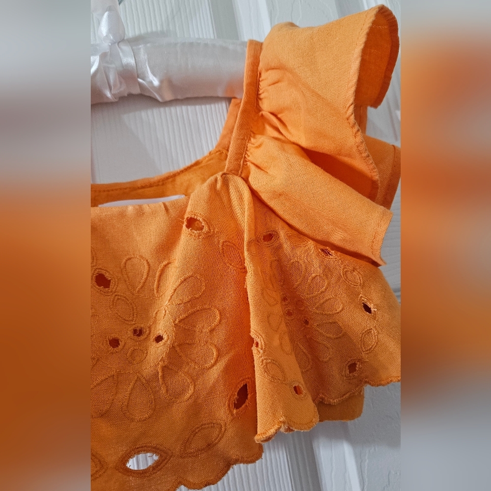 Zara Orange Eyelet Ruffle Tank Top - Picture 3 of 3